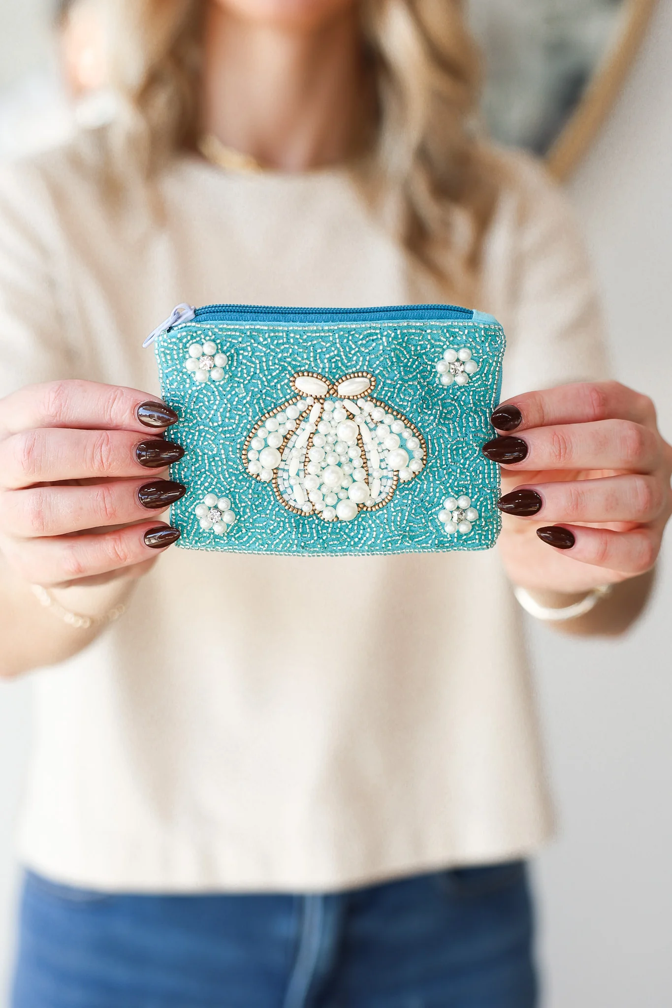 Shell Beaded Coin Pouch