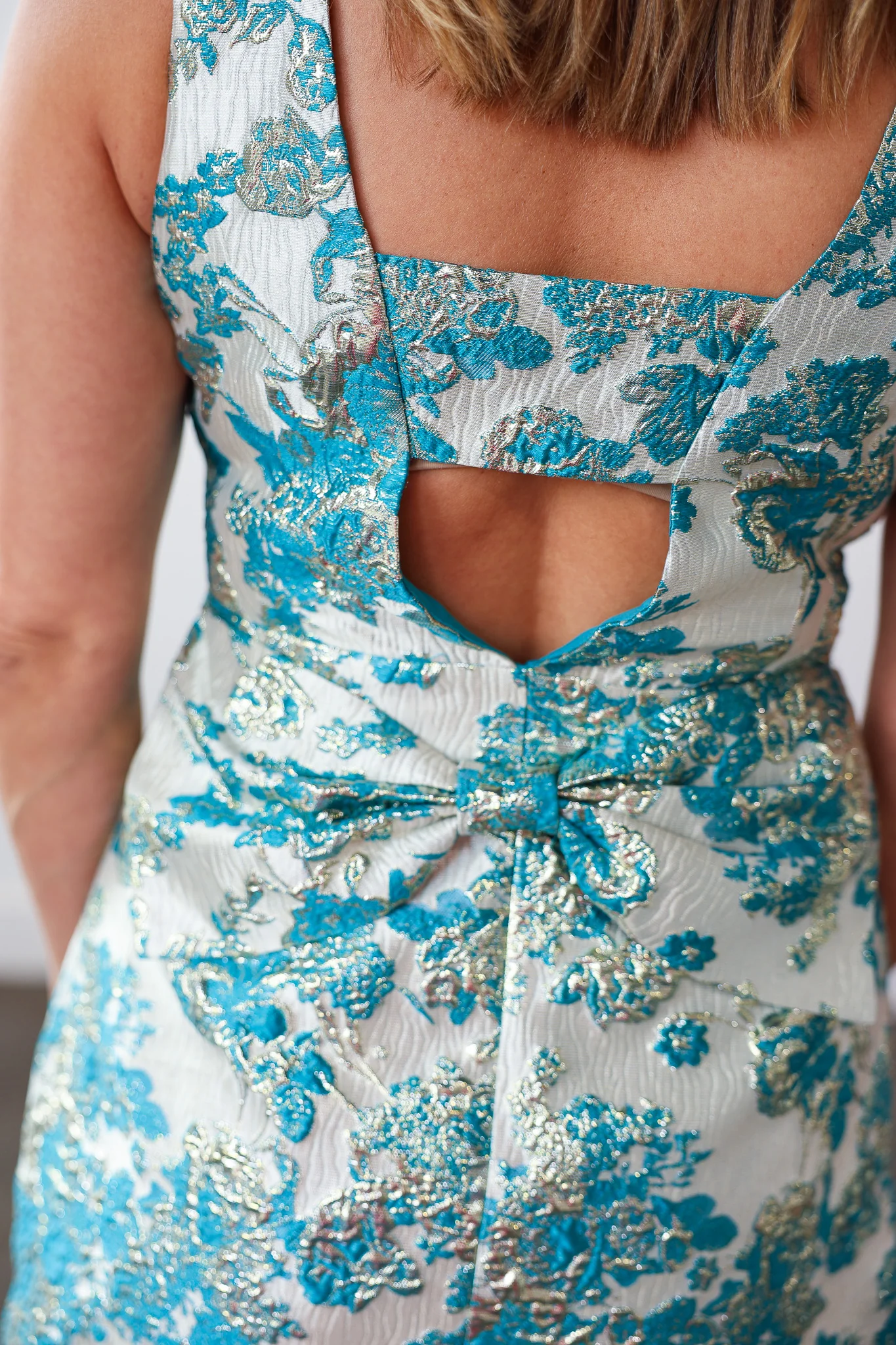 Shimmer Jacquard Mini Dress - Blue - Image 2