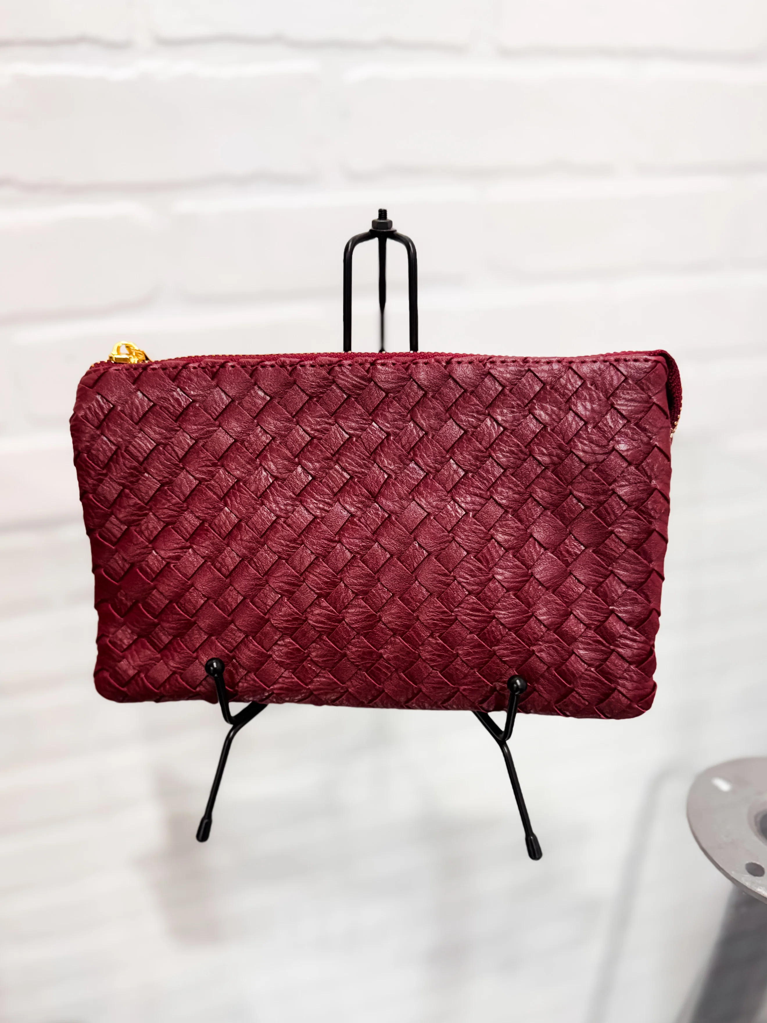 Small Quilted Crossbody/Wristlet - Burgundy