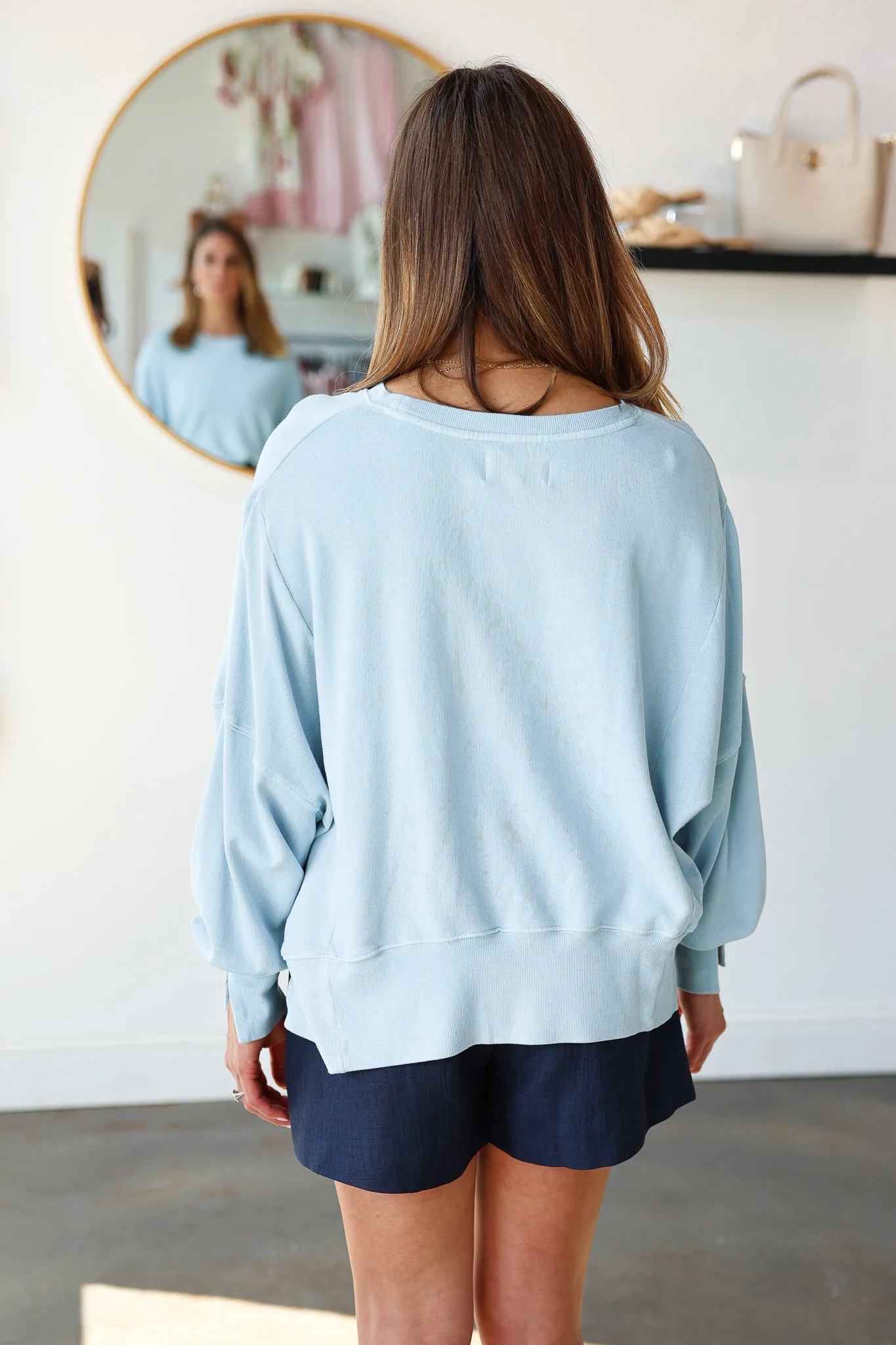 Split Hem Sweatshirt - Blue - Image 7