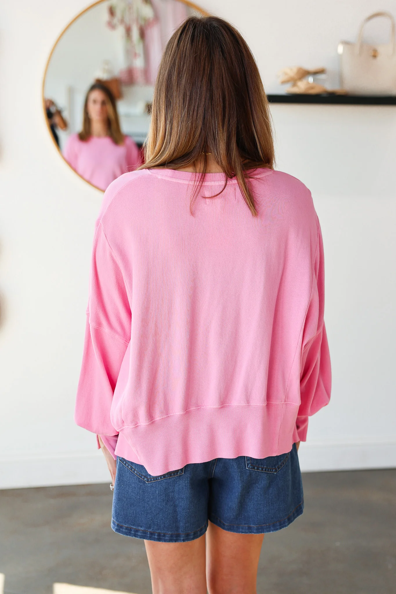 Split Hem Sweatshirt - Pink - Image 5
