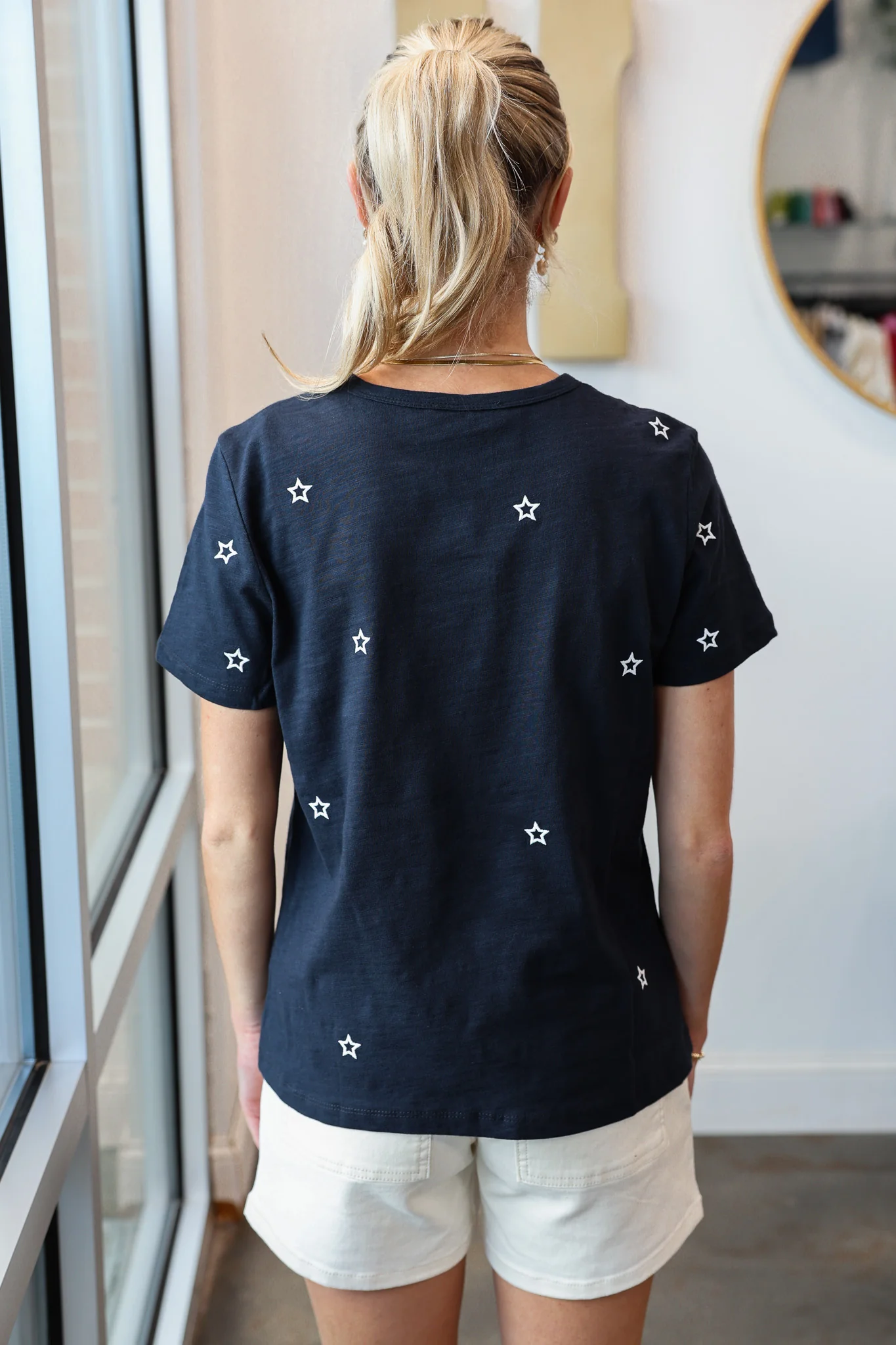 Star Embroidered Top - Navy - Image 5
