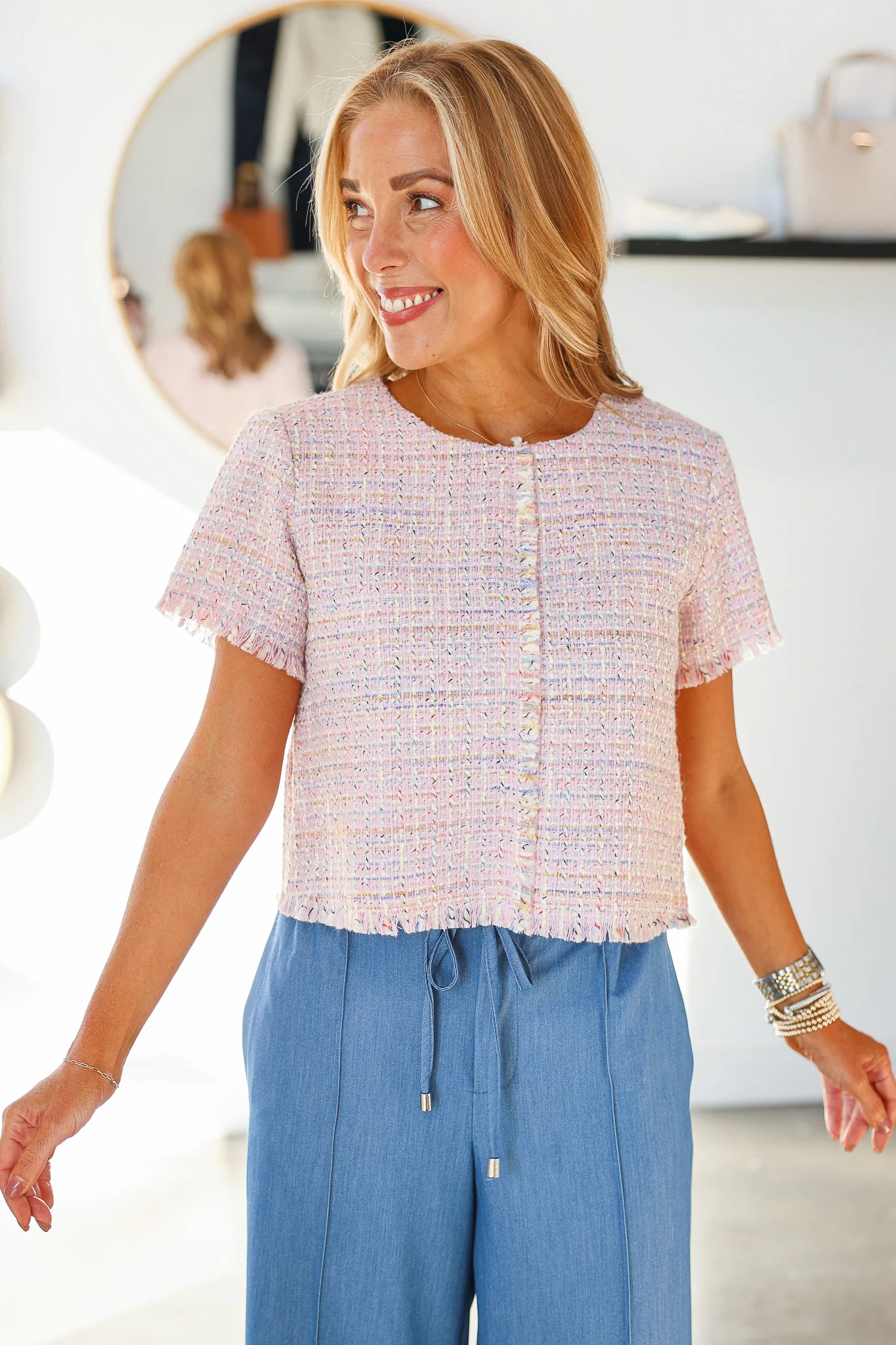 Steve Madden Addie Top - Blush Plaid - Image 2
