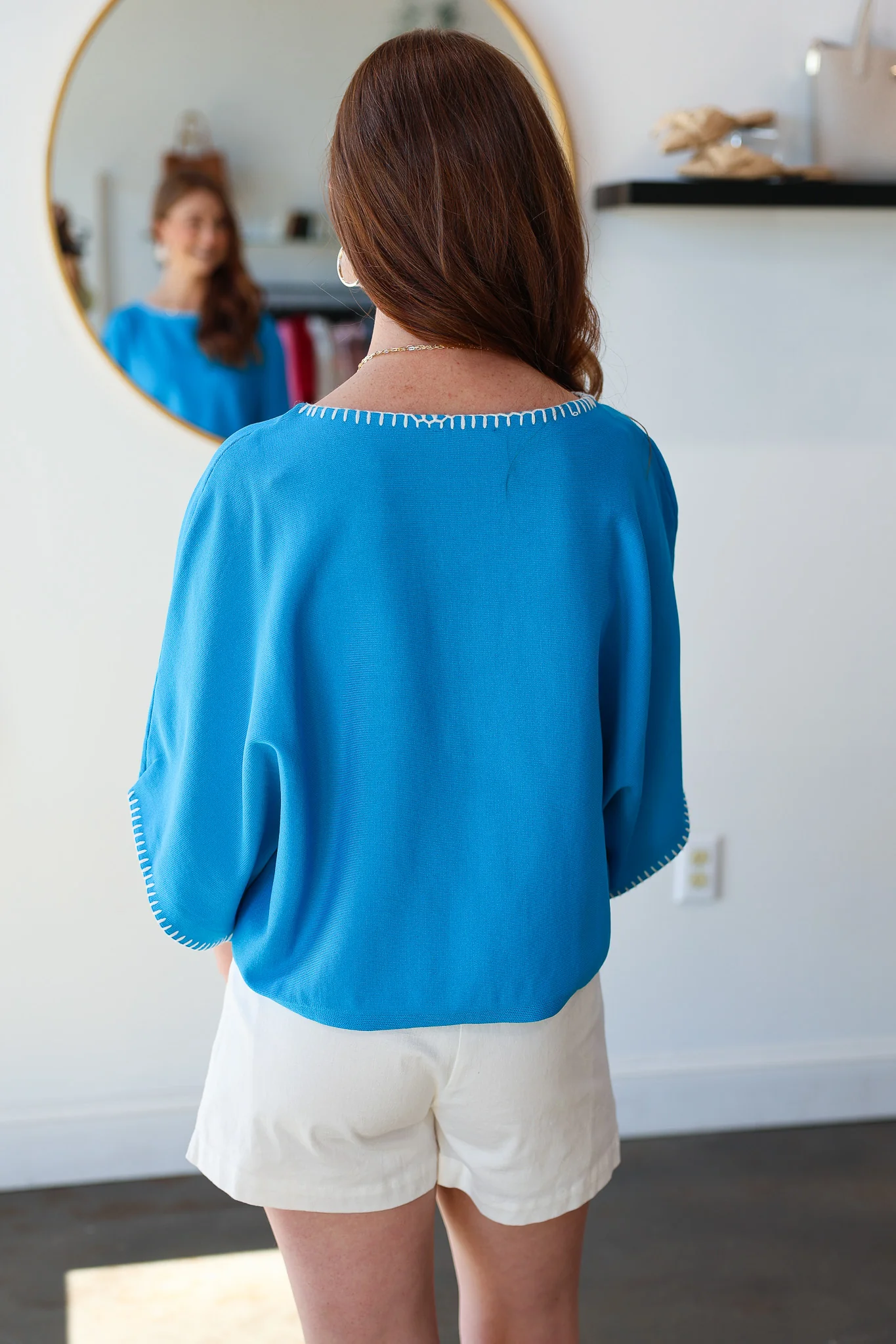 Stitch Trim Knit Top - Cerulean - Image 6