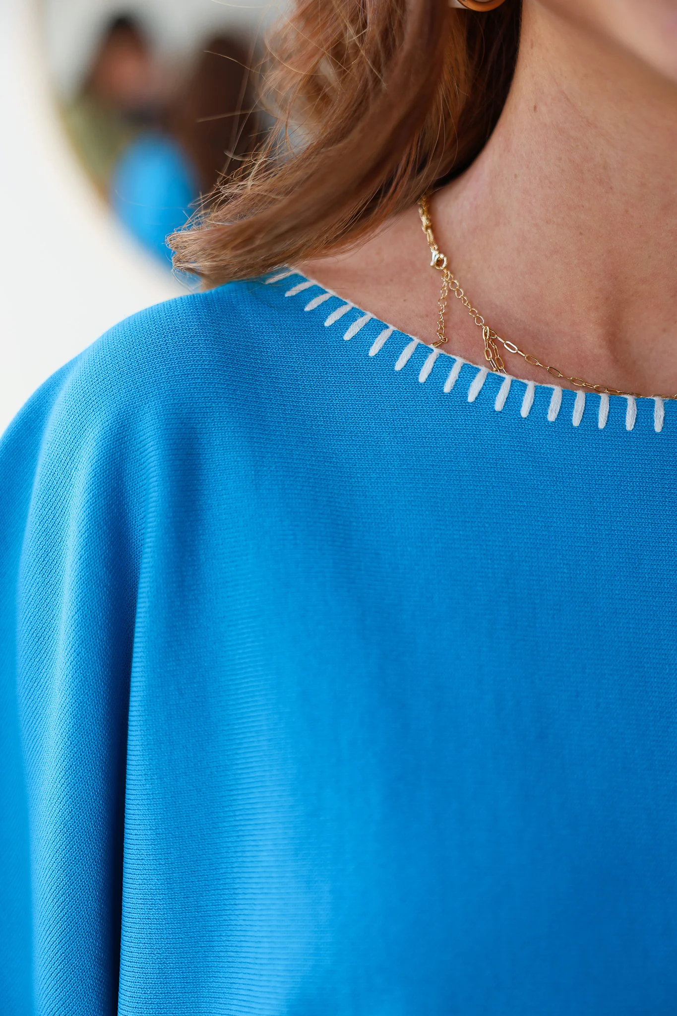 Stitch Trim Knit Top - Cerulean - Image 7