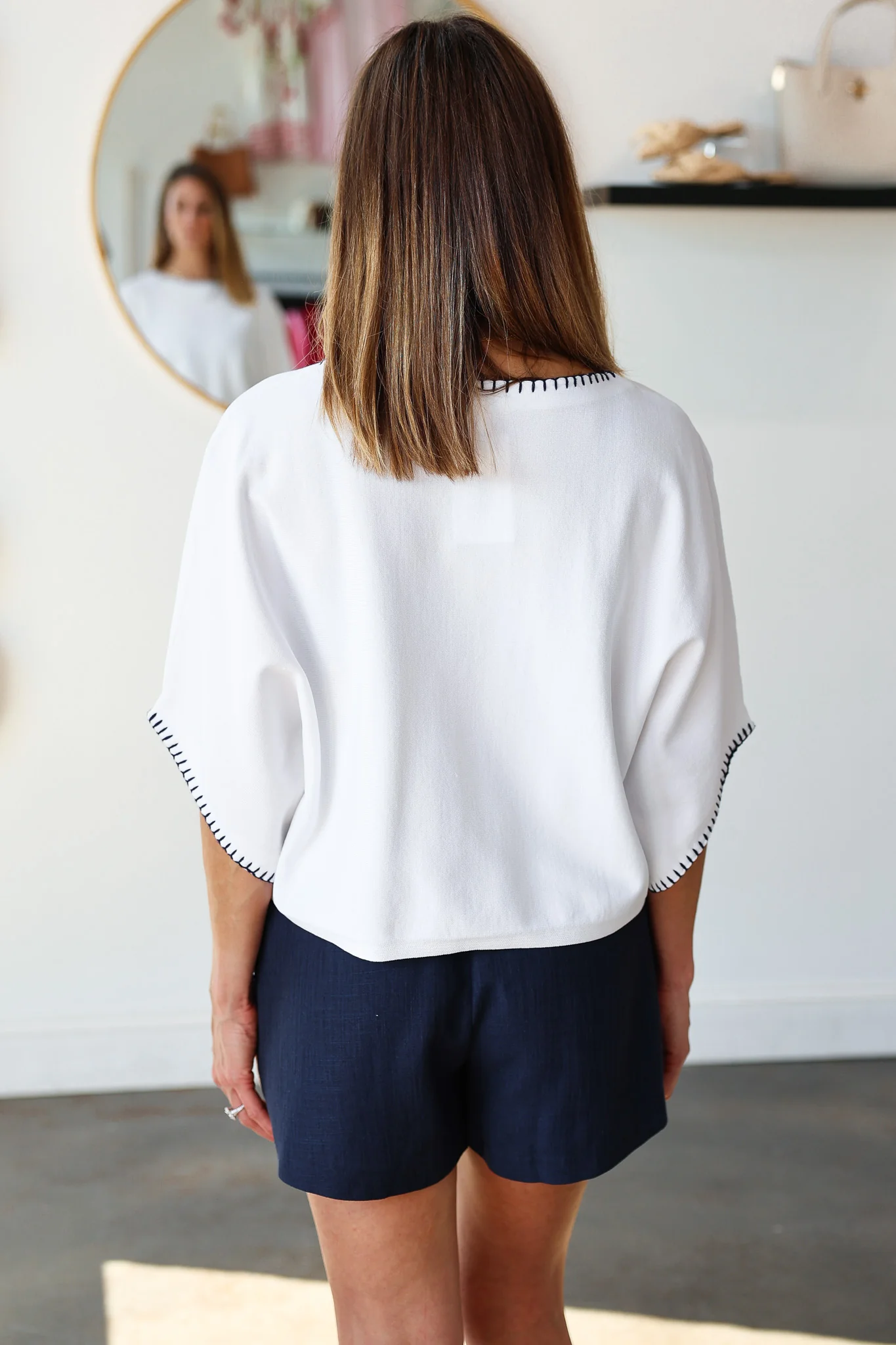 Stitch Trim Knit Top - White - Image 7