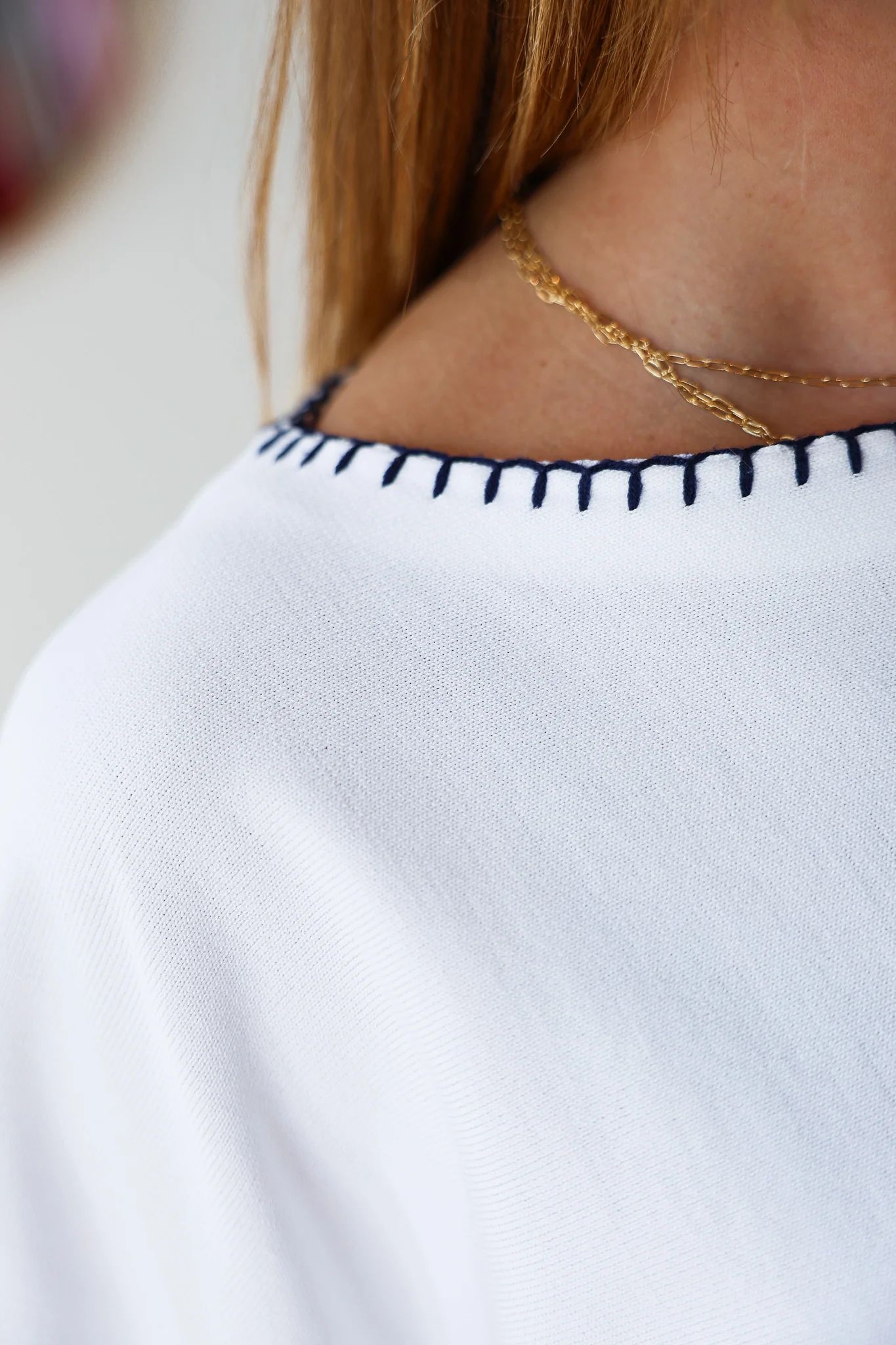 Stitch Trim Knit Top - White - Image 8