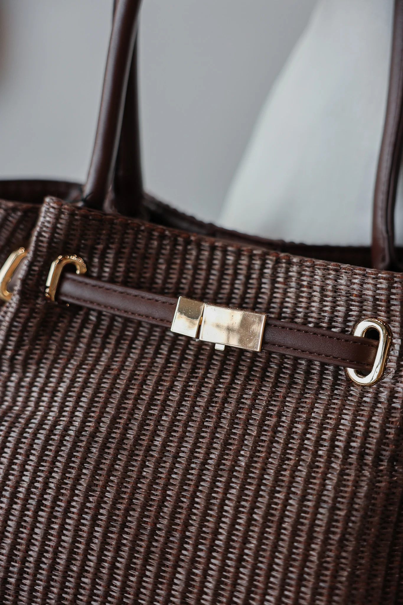 Straw Tote Bag - Chocolate - Image 3