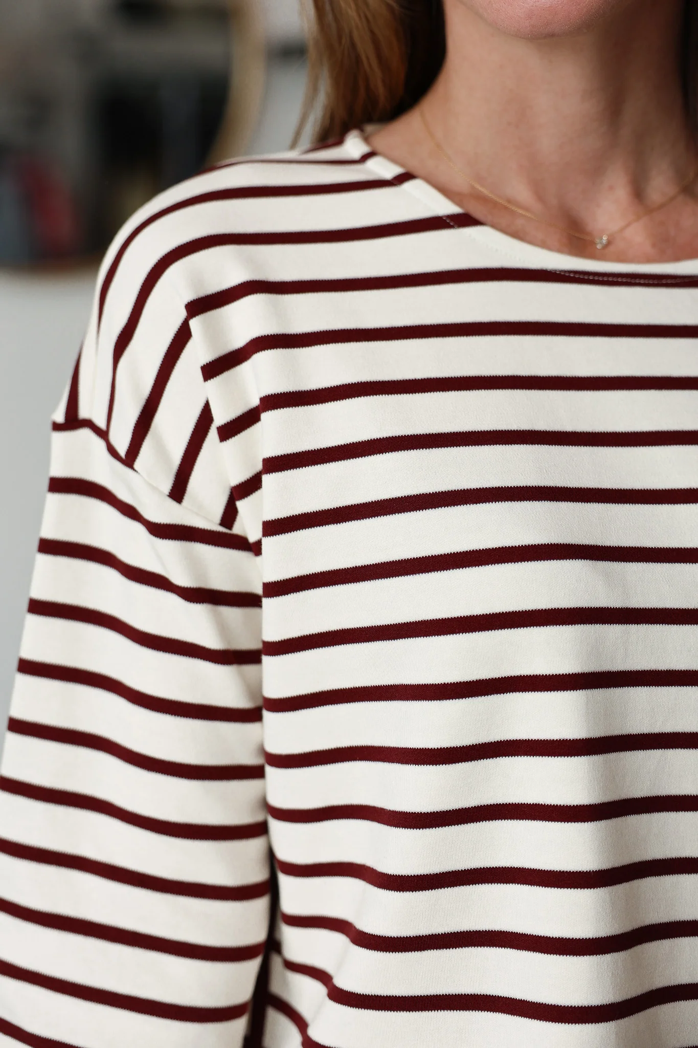 Stripe Knit Top - Wine - Image 7