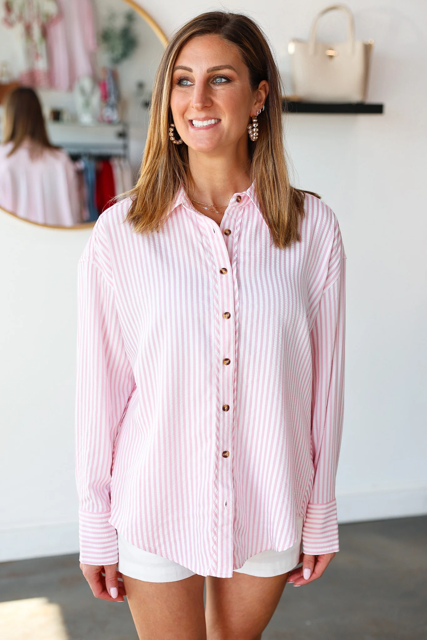 Striped Button Down - Pink - Image 8