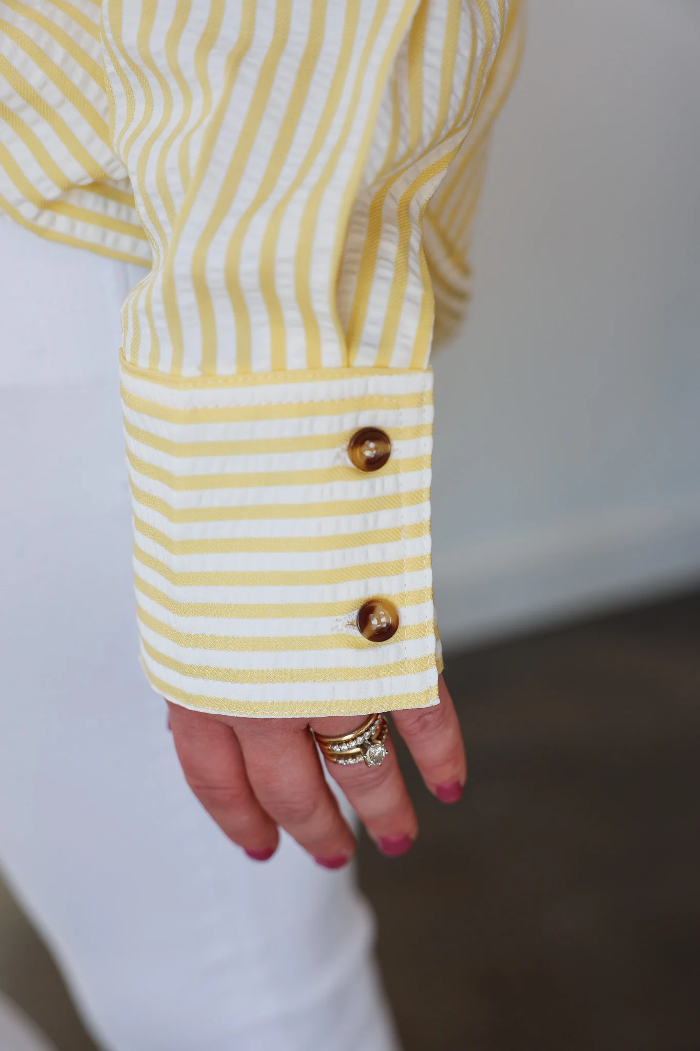 Striped Button Down Top - Yellow - Image 7