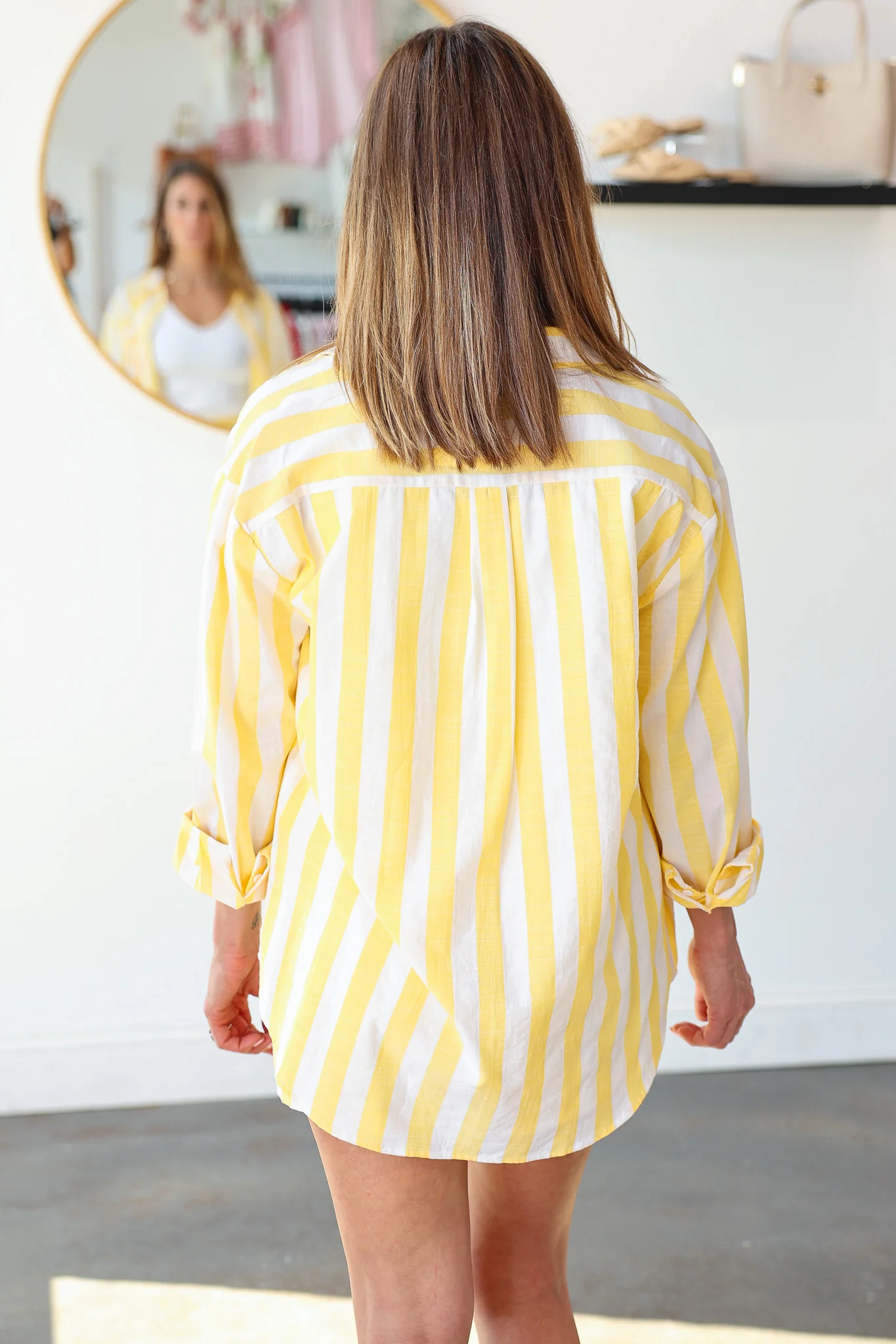 Striped Button Down Top - Yellow - Image 6