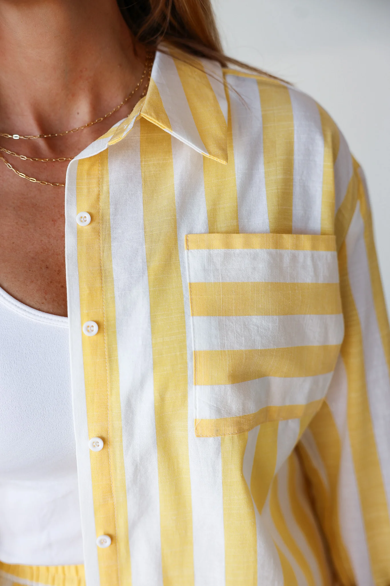 Striped Button Down Top - Yellow - Image 7
