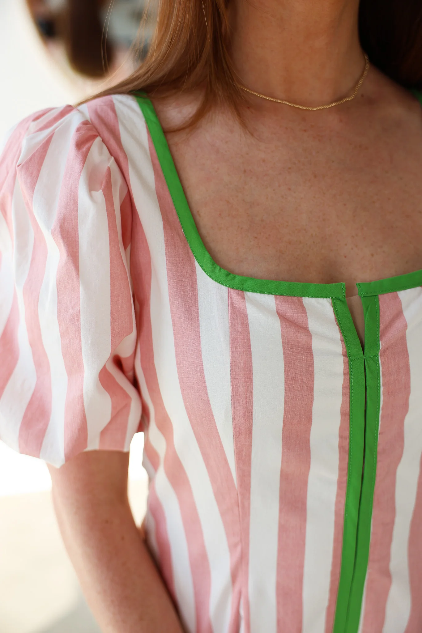 Striped Contrast Trim Dress - Pink - Image 10
