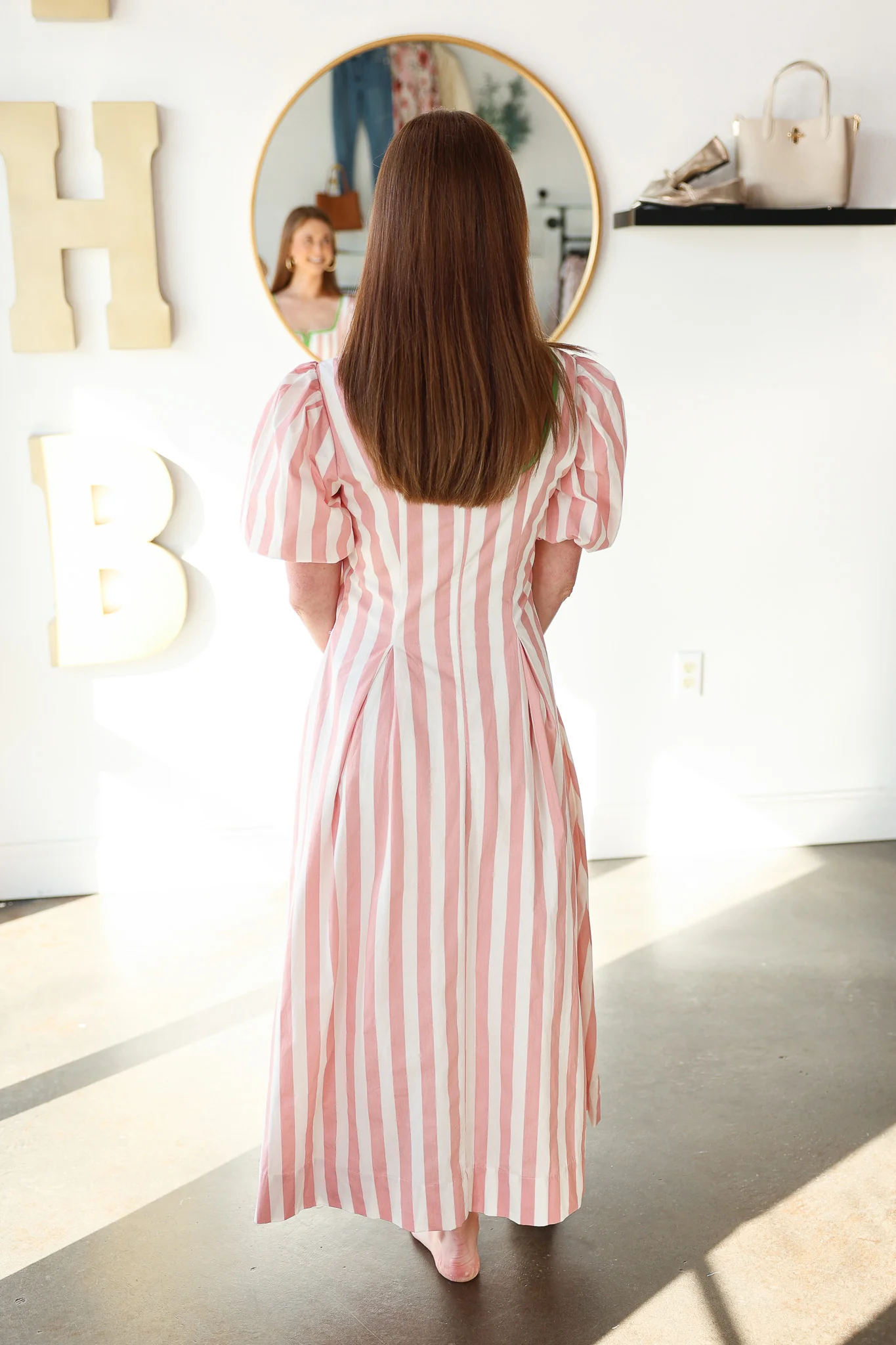 Striped Contrast Trim Dress - Pink - Image 9