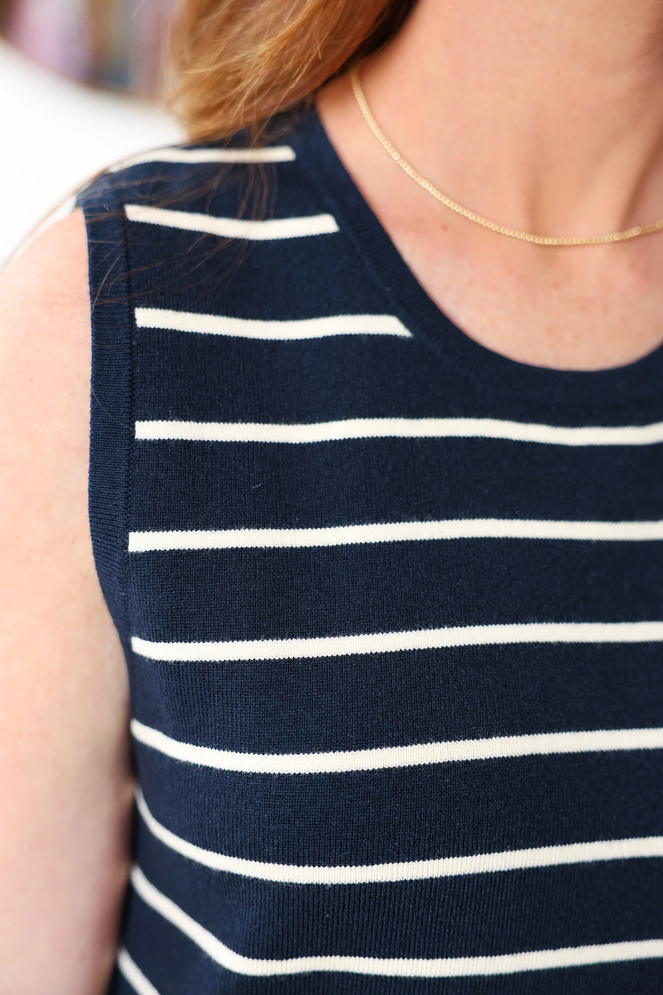 Striped Knit Dress - Navy - Image 7