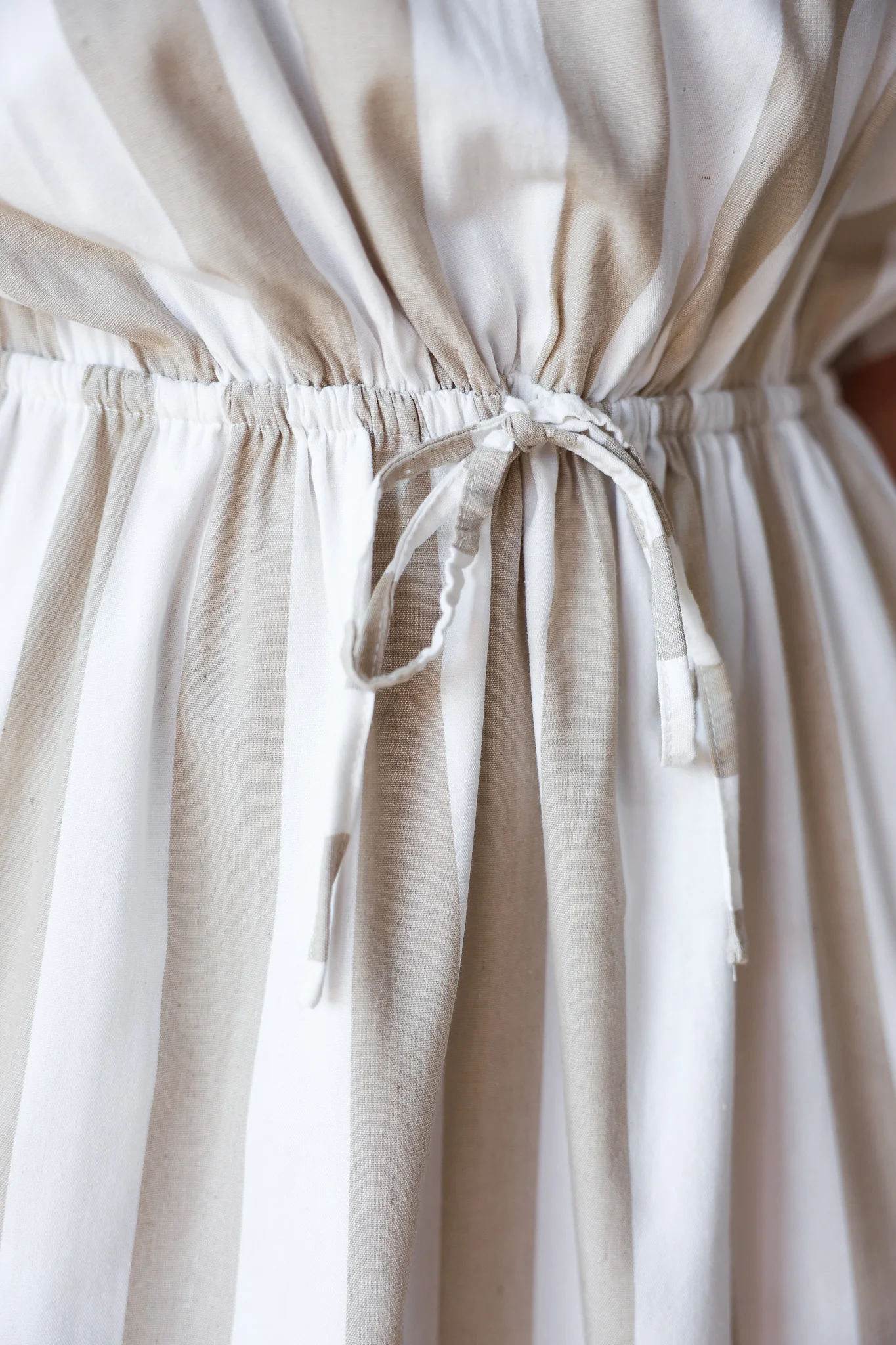 Striped Maxi Dress - Off White/Taupe - Image 8