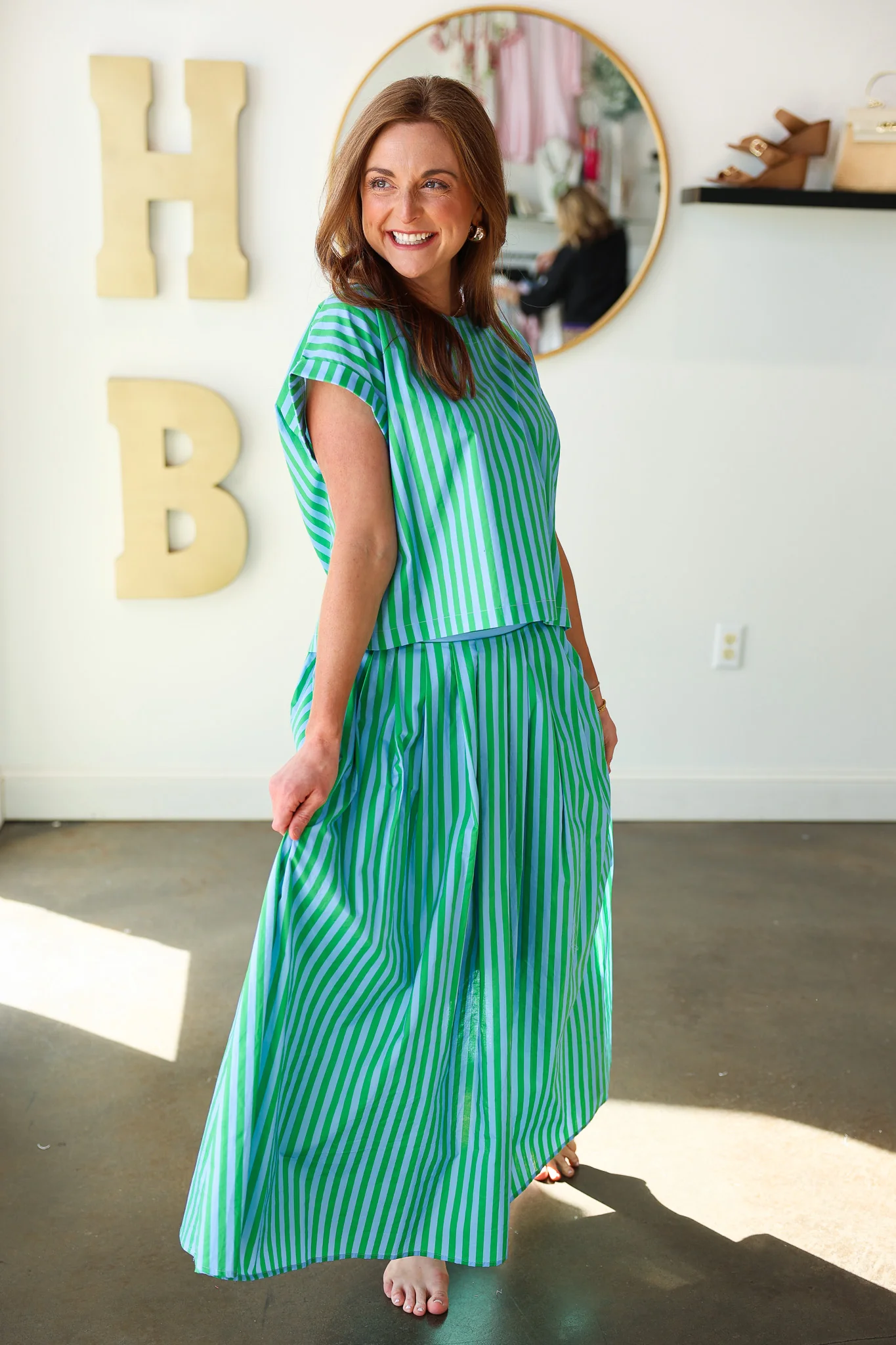Striped Maxi Skirt - Green Sky - Image 3