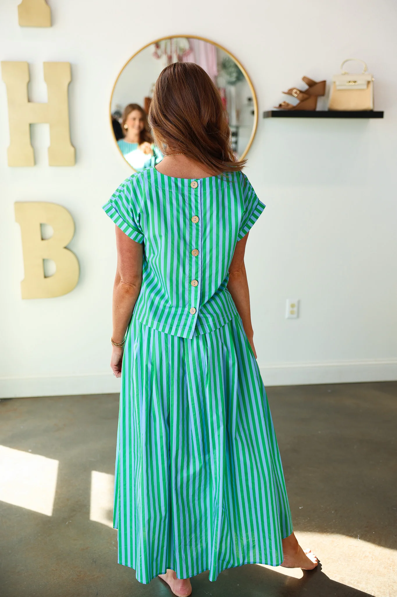 Striped Maxi Skirt - Green Sky - Image 6