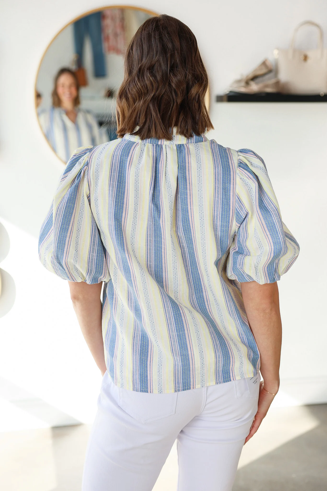 Striped Puff Sleeve Top - Image 7