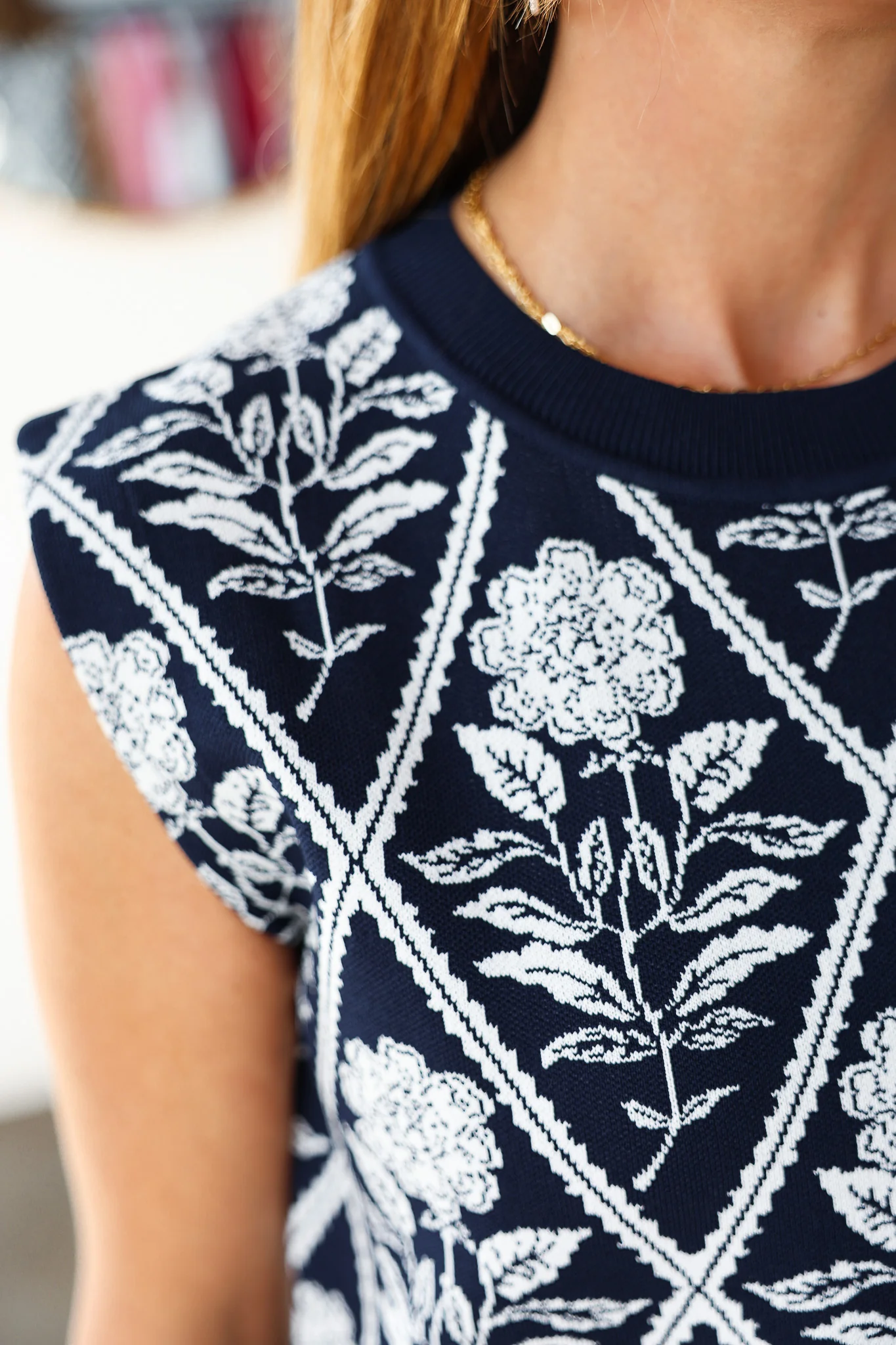 Textured Knit Top - Navy - Image 7