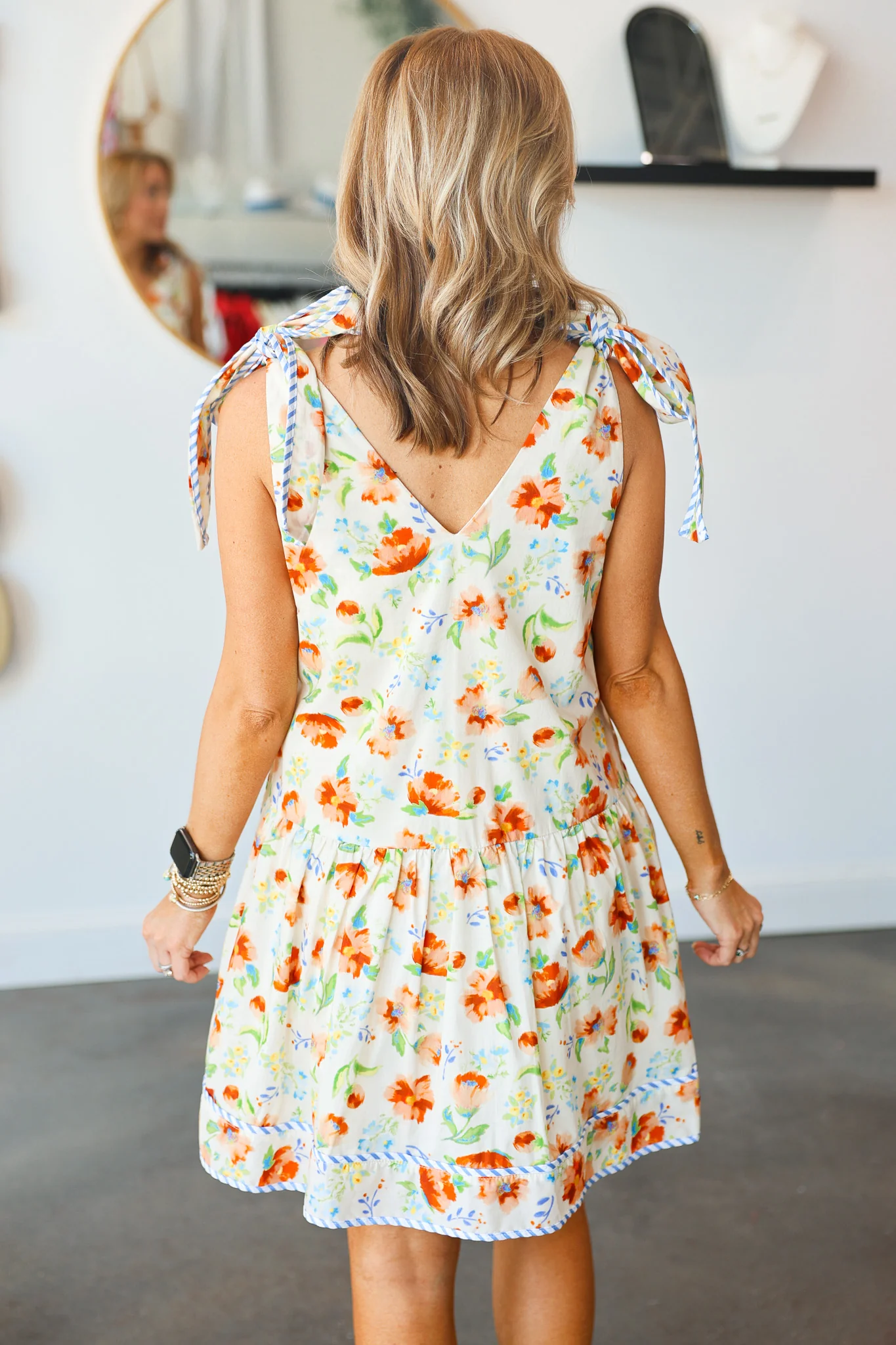 Tie Shoulder Floral Dress - Image 6