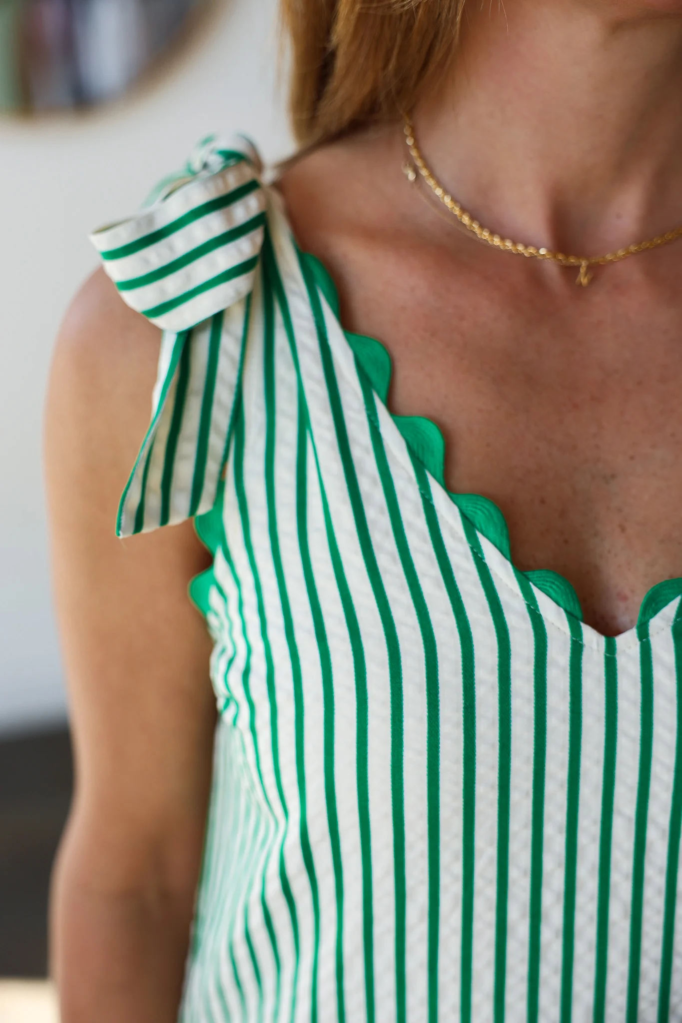 Tie Strap Striped Dress - Green - Image 9