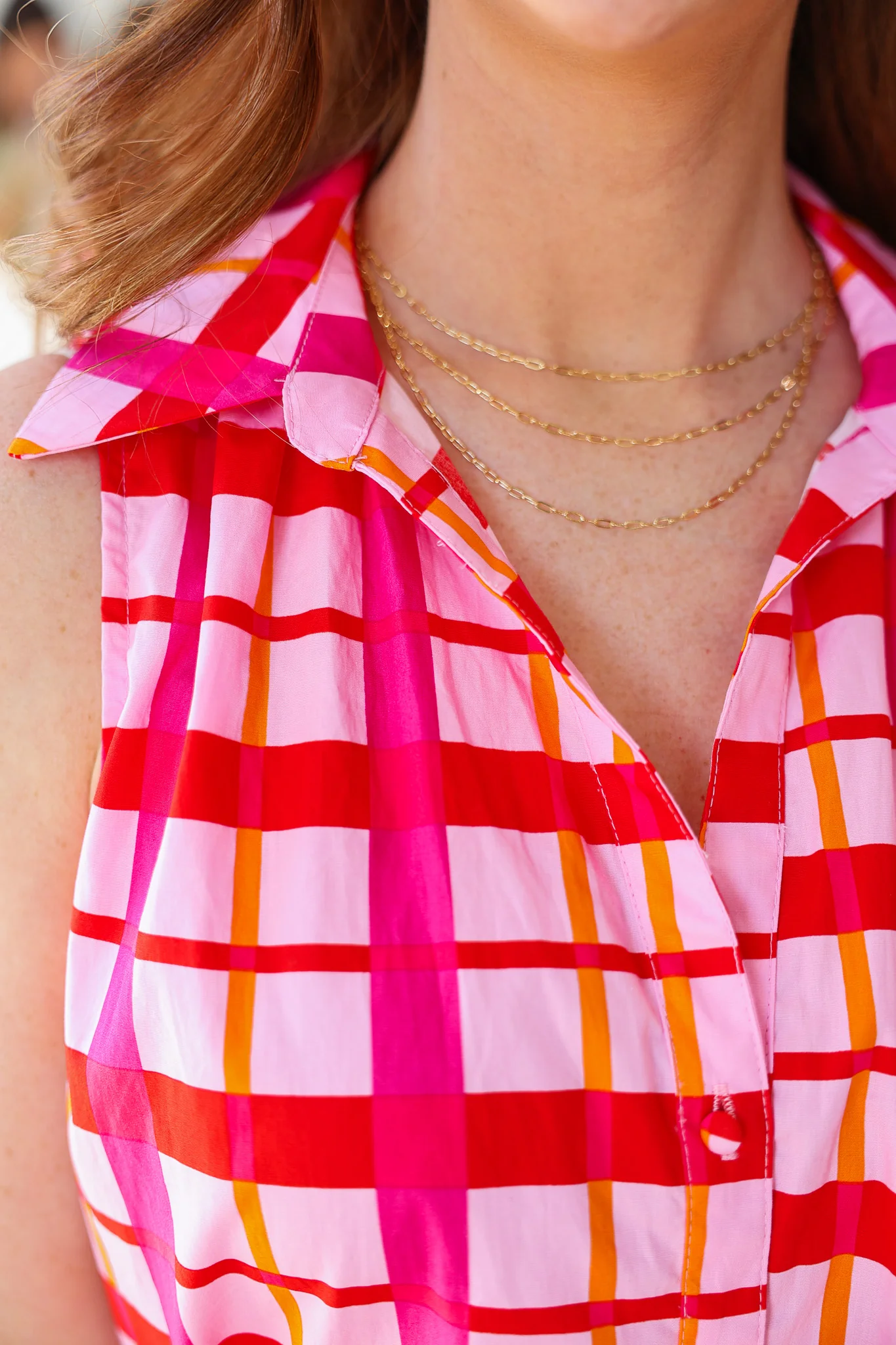 Tie Waist Checkered Dress - Pink - Image 10