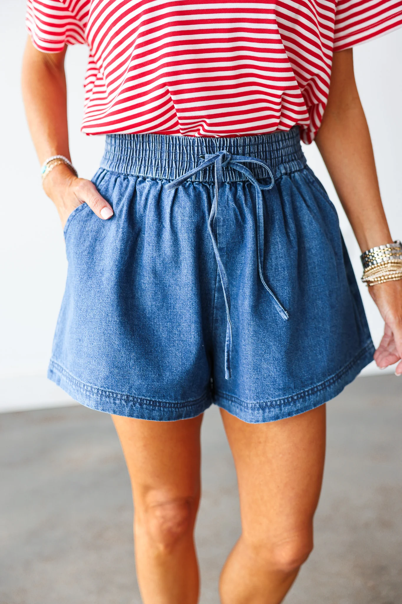 Tie Waist Denim Shorts - Image 3