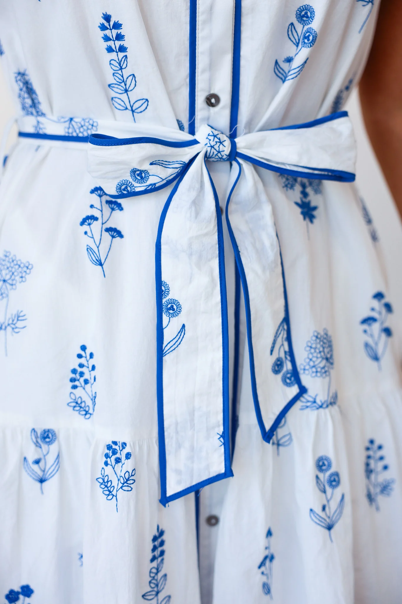 Tie Waist Floral Dress - Blue - Image 8