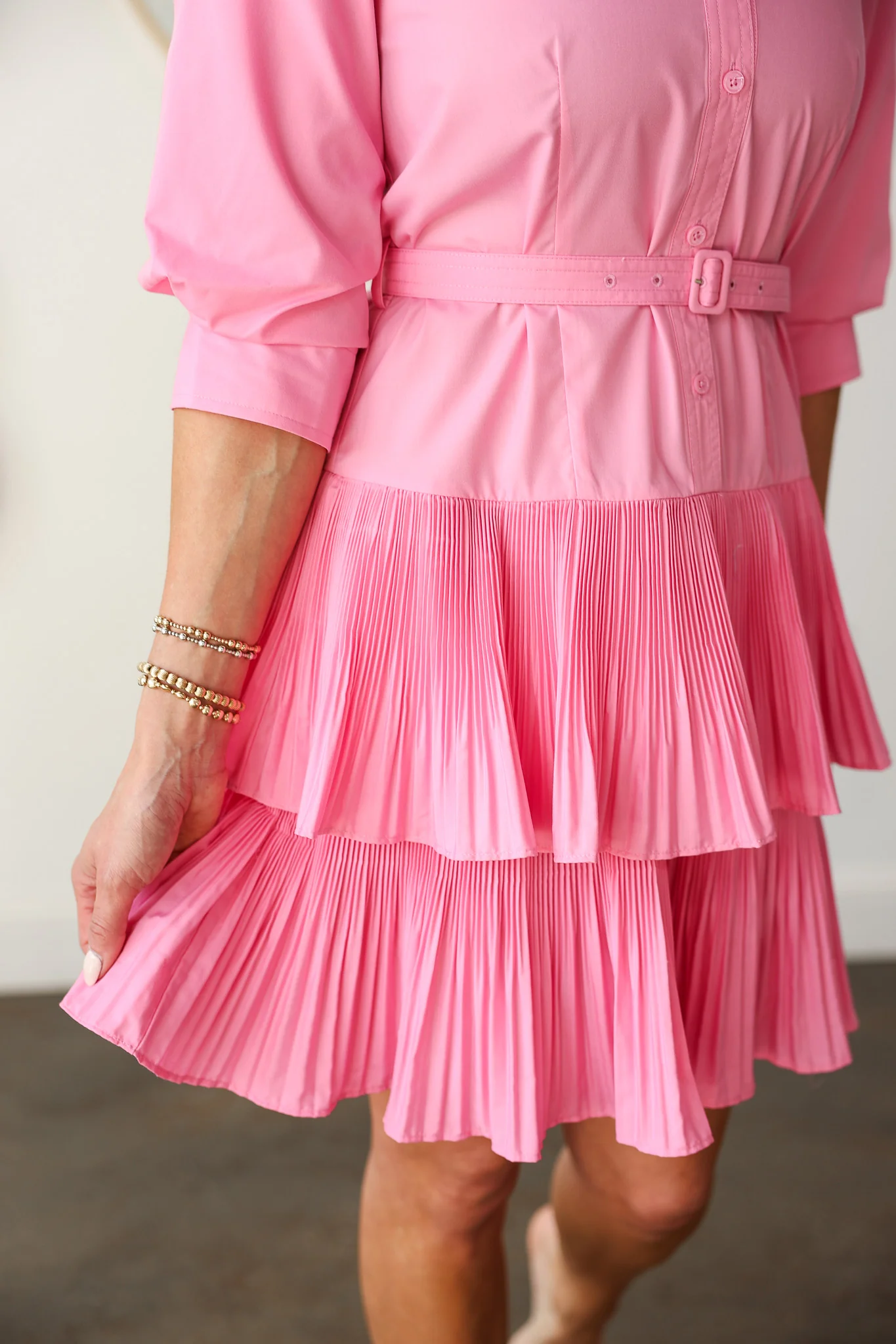 Tiered Skirt Dress - Pink - Image 2