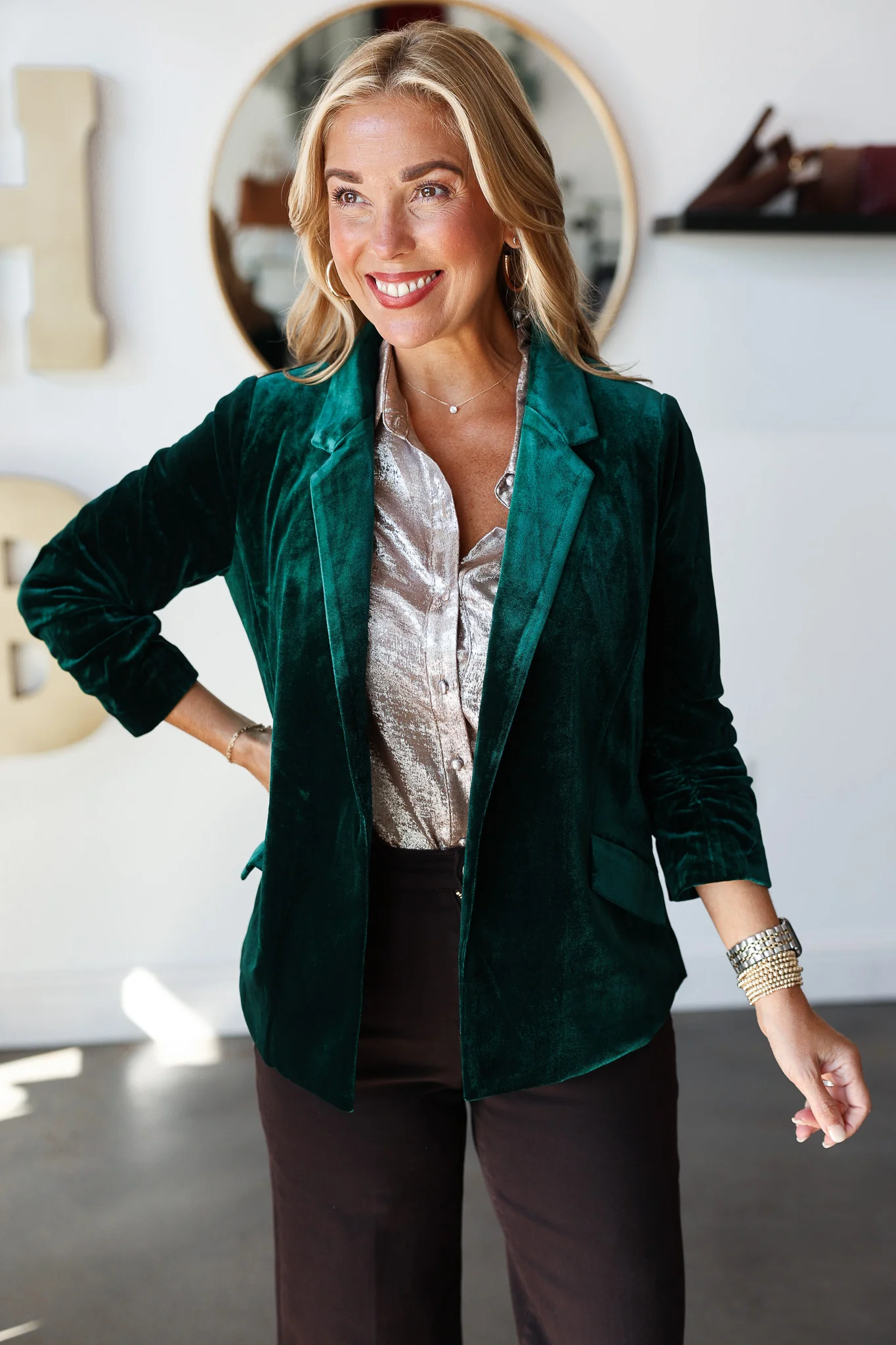 Velvet Blazer - Hunter - Image 4