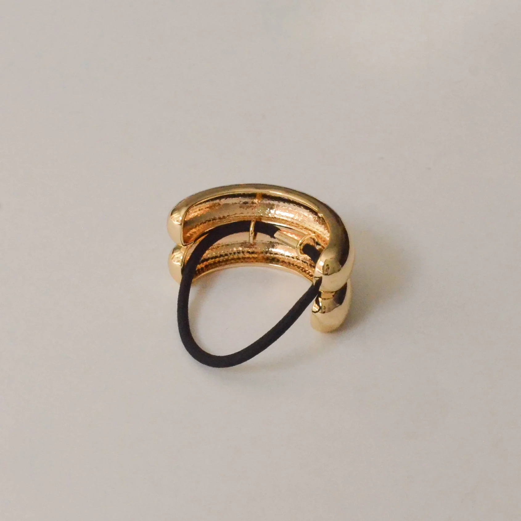 Wide Double Arch Metal Ponytail Hair Tie | Gold - Image 2