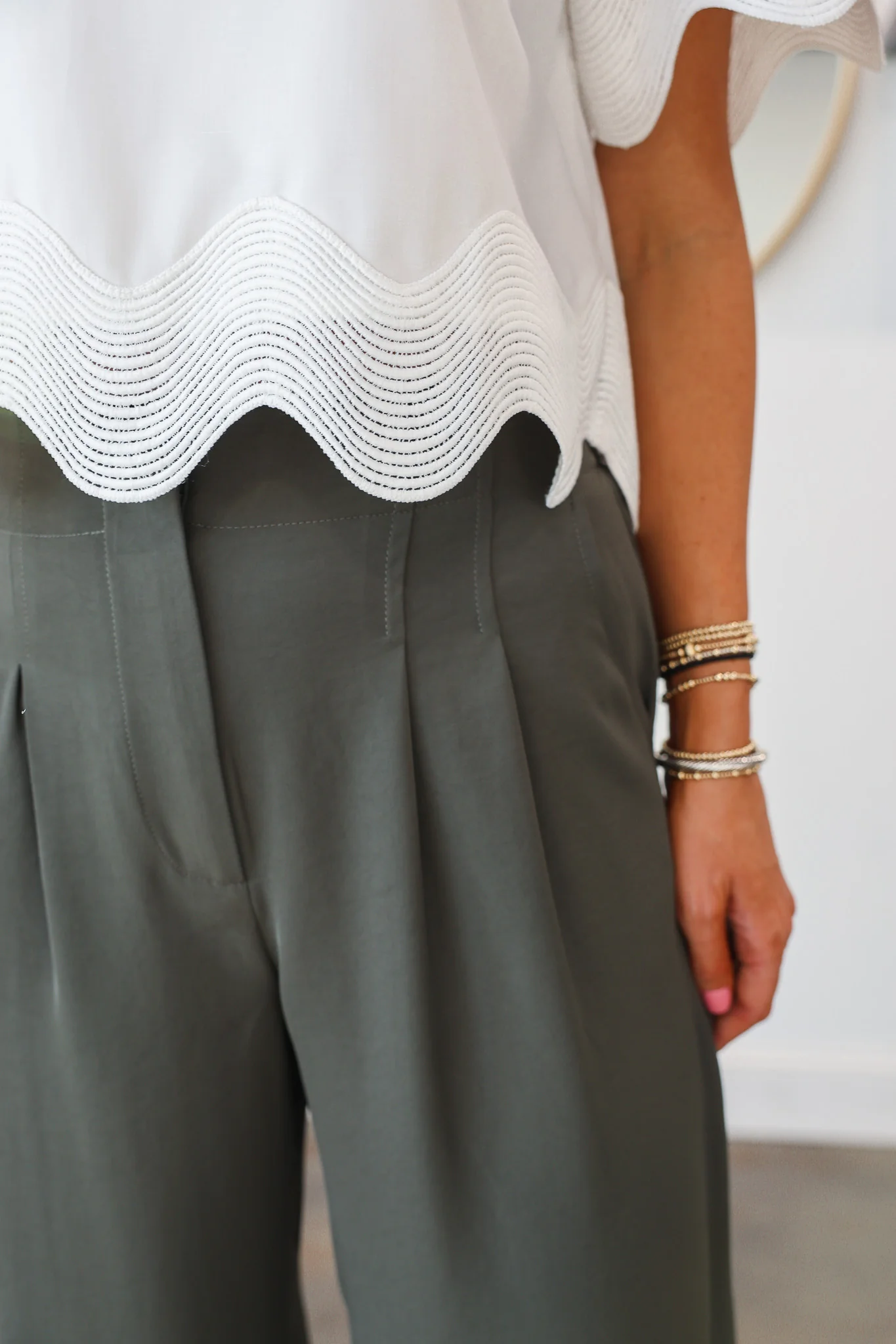 Wide Leg Dress Pants - Dark Green - Image 6