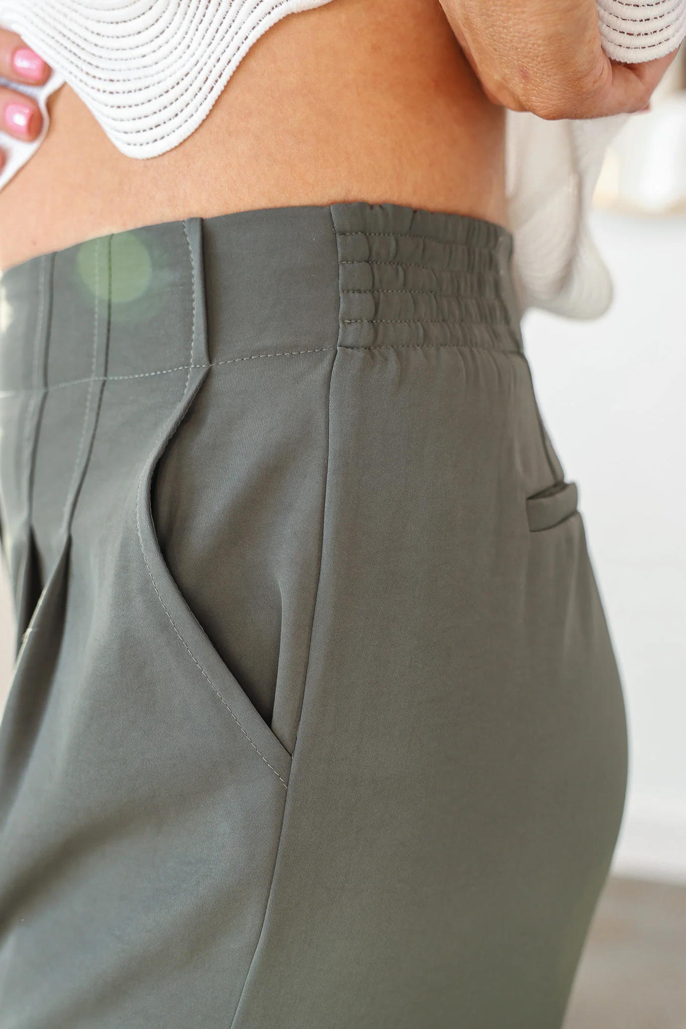 Wide Leg Dress Pants - Dark Green - Image 7