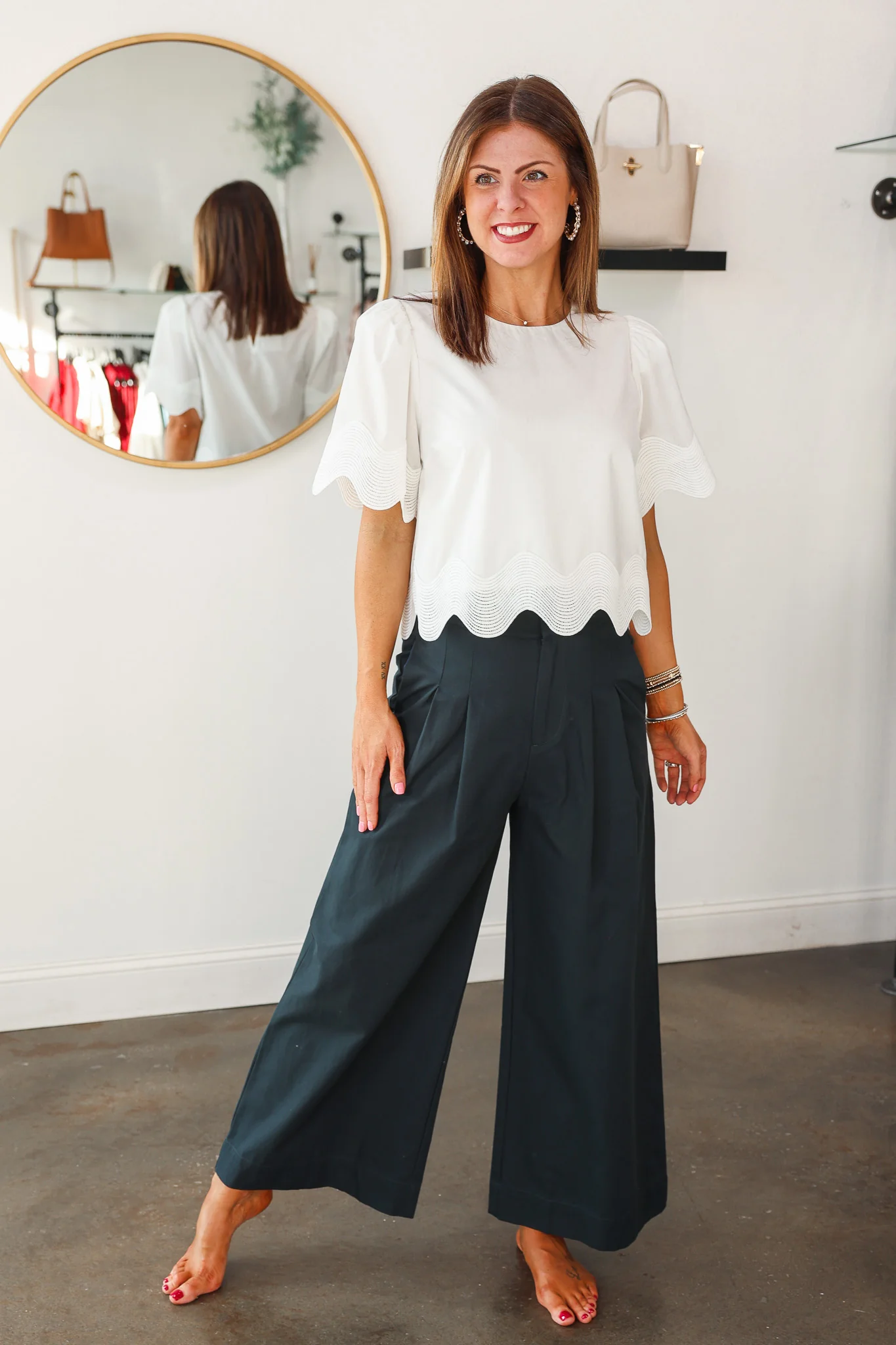 Wide Leg Trousers - Navy - Image 2