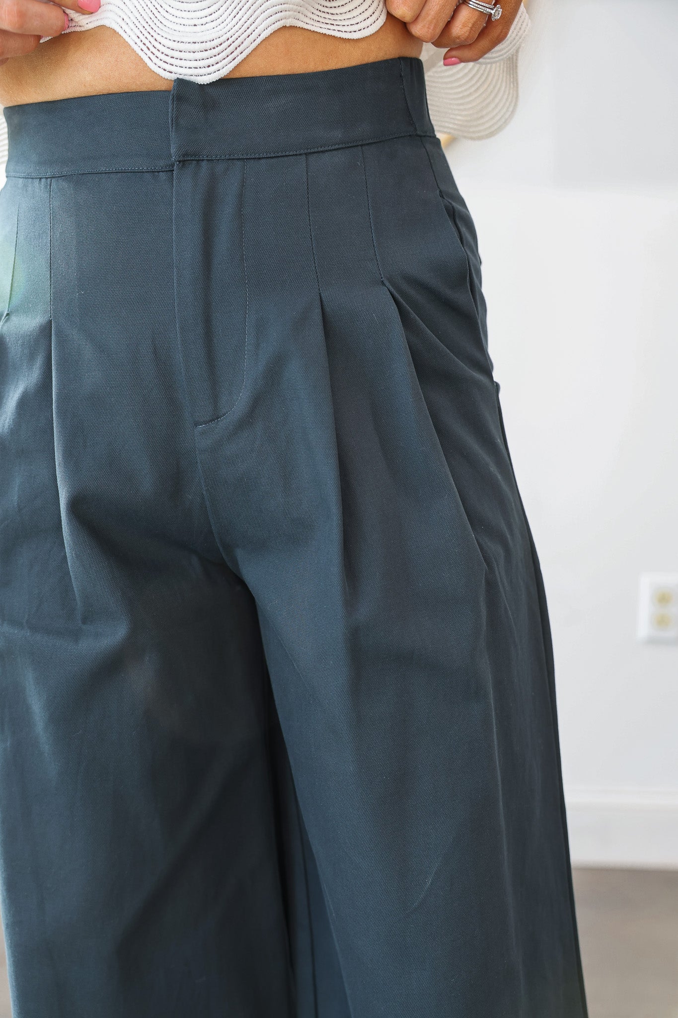 Wide Leg Trousers - Navy - Image 8